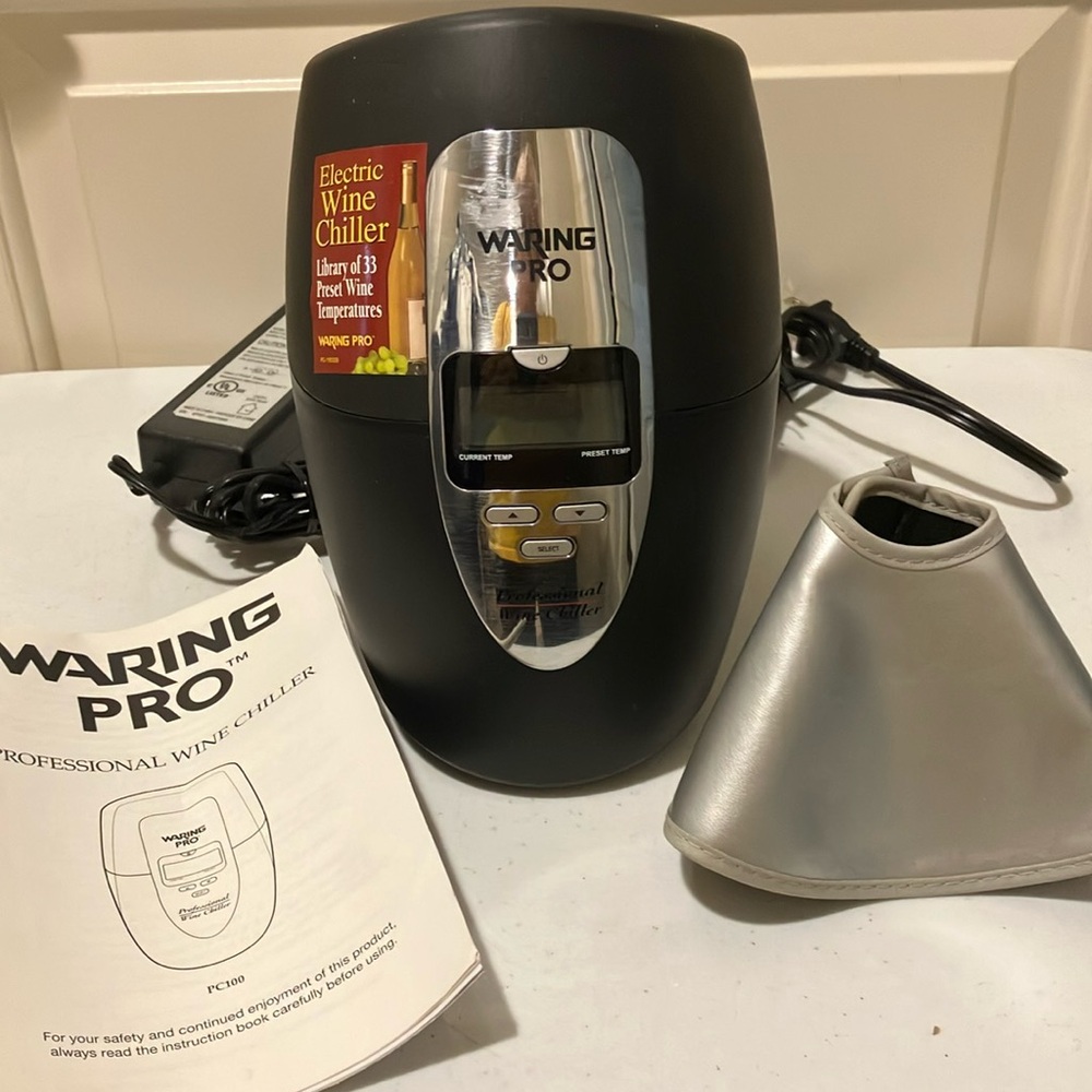 NWOB Waring Pro Electric Wine Cooler, 33 Preset Temperatures For Home or Gift